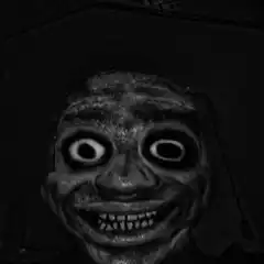 Creepy black and white face zoom