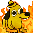 Dog sitting in flames