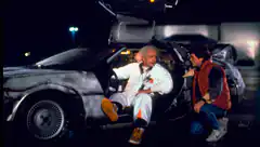 Doc Brown and Marty McFly by DeLorean