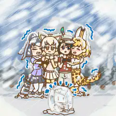 Animal Friends Huddle in Snow