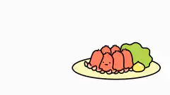 Octopus sausage character gets picked up by chopsticks
