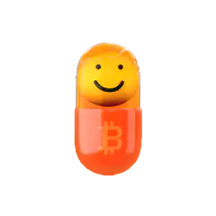 Bitcoin pill with smiley face