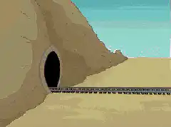 Pink train crashes into tunnel