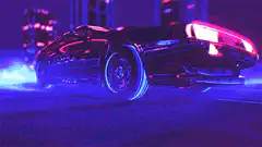 DeLorean with neon lights
