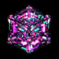 glitchy neon cube