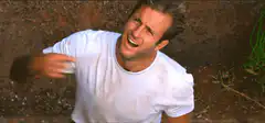 Dodgeball player pointing and laughing