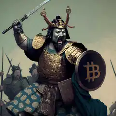 Samurai warrior with Bitcoin shield