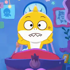 Baby Shark screaming in high chair