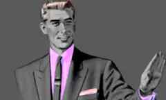 Man with glowing hand and eyes