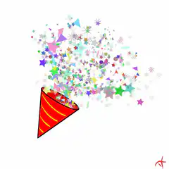 red party popper shooting confetti