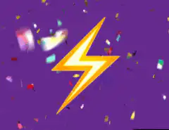 Yellow lightning bolt with confetti