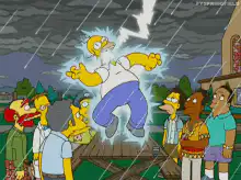 Homer Simpson gets struck by lightning