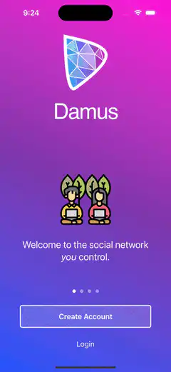 Damus app onboarding and feed