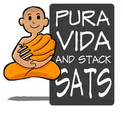 Monk stacking sats with pura vida