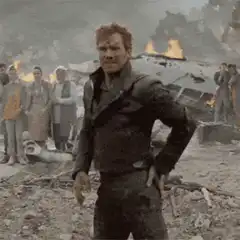 Star-Lord kicks guy off planet