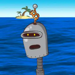 Robot with Bitcoin antenna on ocean