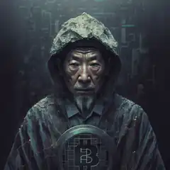 Old man with Bitcoin coin