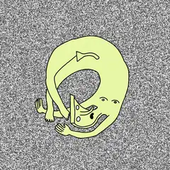 Yellow snake eating pizza in a loop