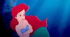Ariel looking sad underwater