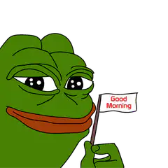 Pepe holding good morning flag