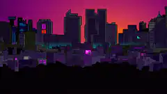 pixel art cityscape sunset
