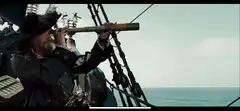 Jack Sparrow and Barbossa looking through spyglasses