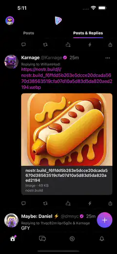 Damus app bookmarking hotdog gif