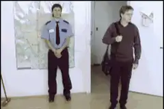 Office workers in cardboard boxes