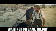 Man relaxing on a wagon waiting for game theory