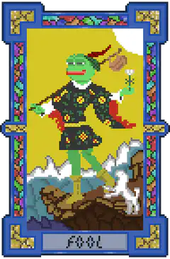 Frog Fool Tarot Card Pixel Art