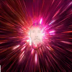 Bearded man in psychedelic light tunnel