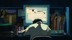 Woman appears behind man at computer