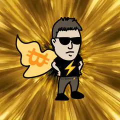 Bitcoin superhero with lightning bolt