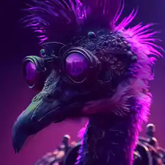 Cyberpunk Vulture with Bitcoin Goggles