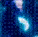 blurry blue pixelated figure
