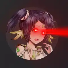 Anime girl with red laser eyes
