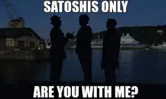 Three men walking away Satoshi's only