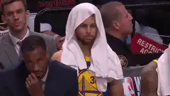Stephen Curry with towel on head