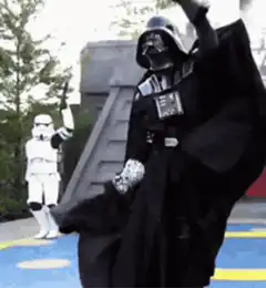 Darth Vader and Stormtrooper dancing