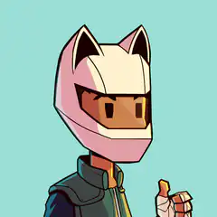 Cat helmet character giving thumbs up