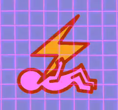 Retro grid lightning bolt person