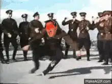 Mao Zedong dancing with soldiers