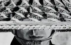 Close-up of person in straw hat