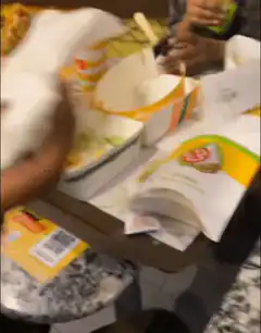Pan over messy Taco Bell tray