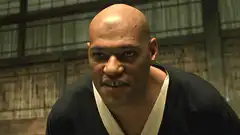 Laurence Fishburne as Morpheus looking around