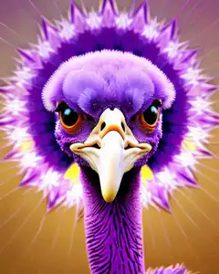 Purple Ostrich with Radiant Halo