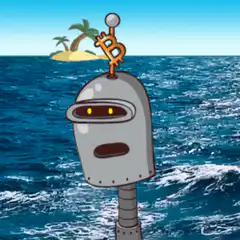 Robot with Bitcoin antenna on ocean