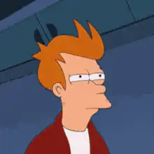 Fry squinting and zooming in