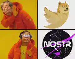 Man reacting to Doge Twitter and Nostr