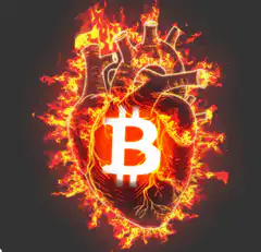 Bitcoin heart on fire
